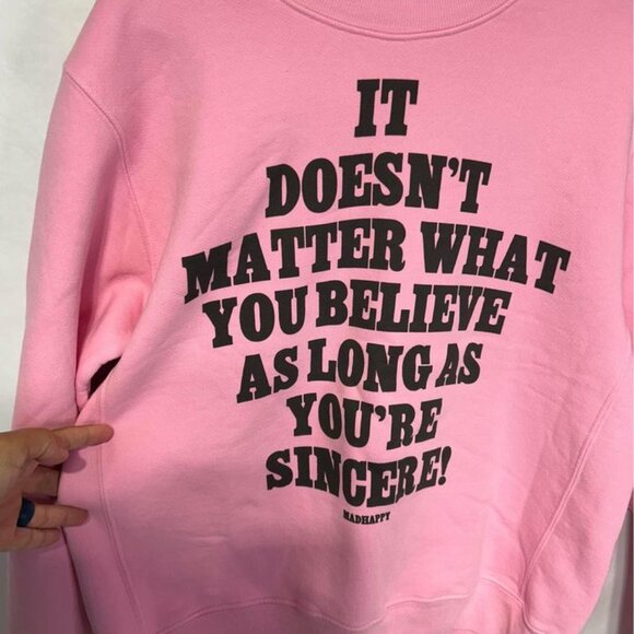 MAD HAPPY pink crewneck sweatshirt. Size small. Oversized fit. 100% cotton. New - Picture 2 of 10
